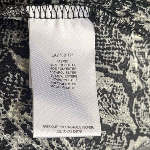 MOLLY BRACKEN Snake Print Long Sleeve Shirt Midi Dress Pleated Black Grey L - Picture 11 of 12